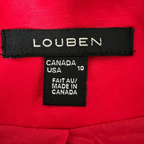 Louben Red Satin Open Front Blazer Jacket Linen Cotton Blend size 10 - Picture 8 of 10